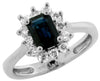 Estate 1.48Ct Diamond & AAA Sapphire 14K White Gold Classic Emerald Cut Engagement Ring