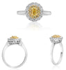 .72CT WHITE & FANCY YELLOW DIAMOND 18KT TWO TONE GOLD OVAL & ROUND CLASSIC RING