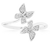 .10CT DIAMOND 14KT WHITE GOLD 3D CLASSIC DOUBLE BUTTERFLY CRISS CROSS LOVE RING