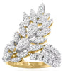 ESTATE LARGE 1.77CT DIAMOND 18KT WHITE & YELLOW GOLD 3D MULTI LEAF FUN RING