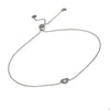 ESTATE .09CT DIAMOND 18KT WHITE GOLD SOLITAIRE HEART SHAPE ADJUSTABLE BRACELET