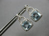 2.02CT DIAMOND AAA AQUAMARINE 14KT WHITE GOLD CUSHION LOVE KNOT HANGING EARRINGS