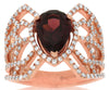 Estate 2.89Ct Diamond & AAA Rhodolite 14Kt Rose Gold Pear Shape & Round Halo Fun Ring