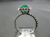 WIDE 1.87CT DIAMOND & AAA EMERALD 14KT WHITE GOLD 3D SQUARE HALO ENGAGEMENT RING