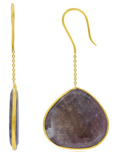 EXTRA LARGE 45.36CT AAA SLICED SAPPHIRE 18KT YELLOW GOLD 3D TEAR DROP EARRINGS