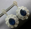 ESTATE EXTRA LARGE 10.13CT DIAMOND & AAA SAPPHIRE 18K WHITE GOLD FLOWER EARRINGS