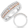 ESTATE .77CT DIAMOND 14KT WHITE & ROSE GOLD CLASSIC ROUND 3 ROW ANNIVERSARY RING
