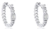 .07CT DIAMOND 14K WHITE GOLD 3D BAGUETTE MULTI LINK HUGGIE HOOP HANGING EARRINGS