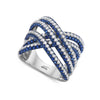 LARGE 2.45CT DIAMOND & AAA SAPPHIRE 18KT WHITE GOLD CRISS CROSS ANNIVERSARY RING