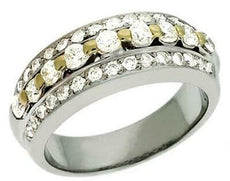 .93CT DIAMOND 14KT 2 TONE GOLD 3D CLASSIC CHANNEL PRONG ETOILE ANNIVERSARY RING
