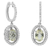 2.72CT DIAMOND & AAA LEMON QUARTZ 14KT WHITE GOLD OVAL & ROUND HANGING EARRINGS