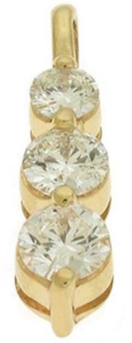 .75CT DIAMOND 14KT YELLOW GOLD PAST PRESENT FUTURE JOURNEY 3 STONE LOVE PENDANT