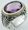 ESTATE LARGE 8.25CT AAA AMETHYST 14K YELLOW GOLD & 925 SILVER OVAL FILIGREE RING