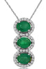 ESTATE 1.25CT DIAMOND & AAA EMERALD 14K WHITE GOLD 3 STONE HALO FLOATING PENDANT