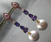 ESTATE LARGE 3.13CT DIAMOND AAA MULTI GEM & PINK SOUTH SEA PEARL 18K ROSE GOLD EARRINGS