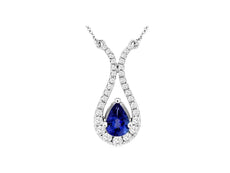 1.08CT DIAMOND & AAA TANZANITE 14KT WHITE GOLD PEAR SHAPE & ROUND FUN NECKLACE