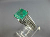 ESTATE LARGE 3.78CT DIAMOND & AAA EMERALD 14KT WHITE GOLD ENGAGEMENT RING #27612