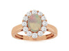 1.65CT DIAMOND & AAA OPAL 14KT ROSE GOLD 3D OVAL & ROUND CLASSIC FLOWER FUN RING