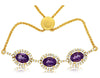 2.60CT DIAMOND & AAA AMETHYST 14KT YELLOW GOLD OVAL & ROUND ADJUSTABLE BRACELET