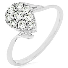 .35CT DIAMOND 14KT WHITE GOLD 3D ROUND CLUSTER PEAR SHAPE CRISS CROSS LOVE RING