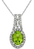 1.49CT DIAMOND & AAA PERIDOT 14KT WHITE GOLD 3D OVAL AND ROUND FLOATING PENDANT
