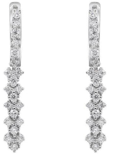 .66CT DIAMOND 18KT WHITE GOLD CLASSIC V SHAPE JOURNEY LEVERBACK HANGING EARRINGS