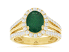 2.42CT DIAMOND & AAA EMERALD 14KT YELLOW GOLD OVAL & ROUND HALO ENGAGEMENT RING