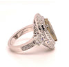 EXTRA LARGE 7.15CT WHITE & FANCY YELLOW DIAMOND 18KT WHITE GOLD ENGAGEMENT RING