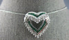 ESTATE .76CT DIAMOND & AAA EMERALD 14KT WHITE GOLD DOUBLE HEART FLOATING PENDANT