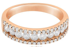 .76CT DIAMOND 14K ROSE GOLD ROUND CLASSIC 3 ROW CHANNEL WEDDING ANNIVERSARY RING