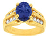 3.4CT DIAMOND & AAA TANZANITE 14K YELLOW GOLD OVAL & ROUND 2 ROW ENGAGEMENT RING