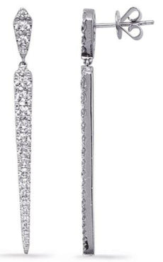 1.46CT DIAMOND 14KT WHITE GOLD CLASSIC GRADUATING JOURNEY BAR HANGING EARRINGS