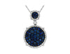 2.20CT DIAMOND & AAA SAPPHIRE 14K WHITE & BLACK GOLD 3D CLUSTER FLOATING PENDANT