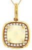 .98CT DIAMOND & AAA OPAL 14KT YELLOW GOLD CUSHION SQUARE HALO FLOATING PENDANT
