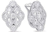 LARGE 2CT DIAMOND 14KT WHITE GOLD INFINITY FLOWER HEART CLIP ON HANGING EARRINGS
