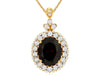 5.75CT DIAMOND & AAA GARNET 14K YELLOW GOLD OVAL & ROUND FLOWER FLOATING PENDANT