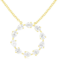 .92CT DIAMOND 14KT YELLOW GOLD PEAR SHAPE SHARED PRONG CIRCLE OF LIFE NECKLACE