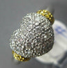 ESTATE 1.31CT WHITE & FANCY YELLOW DIAMOND 14K 2 TONE GOLD PUFF HEART SHAPE RING
