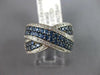 LARGE 2.22CT DIAMOND & AAA SAPPHIRE 14K WHITE GOLD 3D MULTI ROW CRISS CROSS RING