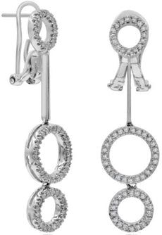 .46CT DIAMOND 14KT WHITE GOLD 3D MULTI CIRCULAR BY THE YARD FUN HANGING EARRINGS