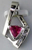 .52CT DIAMOND & AAA PINK SAPPHIRE 14KT WHITE GOLD TRILLION CUT & ROUND PENDANT