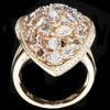 LARGE 3.7CT WHITE & PINK DIAMOND 18KT YELLOW GOLD 3D MULTI SHAPE FILIGREE RING