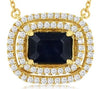 1.42CT DIAMOND & AAA SAPPHIRE 14K YELLOW GOLD EMERALD CUT HALO OVAL FUN NECKLACE