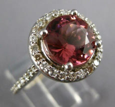 3.62CT DIAMOND & AAA PINK TOURMALINE 14KT WHITE GOLD ROUND HALO ENGAGEMENT RING