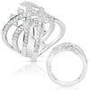 LARGE 1.32CT DIAMOND 14KT WHITE GOLD 3D MULTI ROW CRISS CROSS ETOILE FUN RING