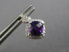 2.48CT DIAMOND & AAA AMETHYST 14KT WHITE GOLD CUSHION & ROUND HANGING EARRINGS