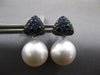 ESTATE LARGE 1.33CT AAA SAPPHIRE & SOUTH SEA PEARL 18KT WHITE GOLD FUN HANGING EARRINGS