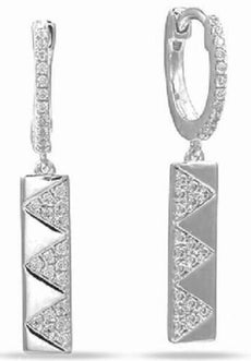 .29CT DIAMOND 14KT WHITE GOLD RECTANGULAR MULTI TRIANGULAR HUGGIE FUN EARRINGS