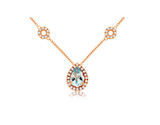 .93CT DIAMOND & AAA AQUAMARINE 14K ROSE GOLD CIRCLE OF LIFE BY THE YARD NECKLACE