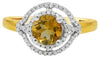 ESTATE .98CT DIAMOND & AAA CITRINE 14KT 2 TONE GOLD ROUND FLOWER FRIENDSHIP RING